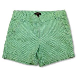 J. Crew seersucker shorts, green with blue stripe: NEW WITH TAGS. Size 0